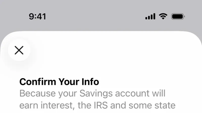 Account Setup — Apple Wallet, Fintech UI