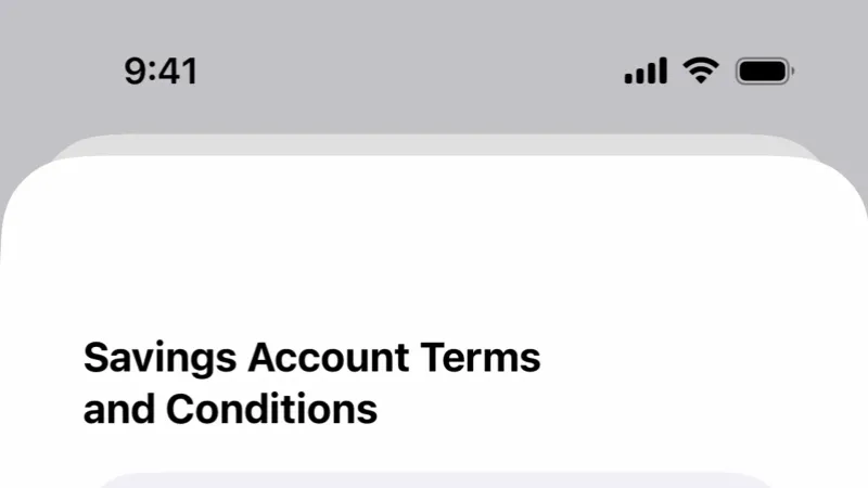 Terms & Conditions — Apple Wallet, Fintech UI