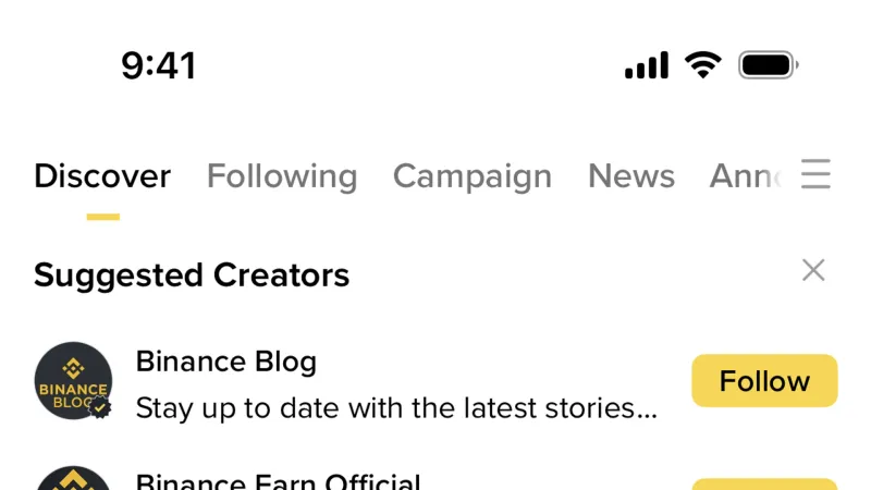 Suggestions & Similar Items — Binance, Fintech UI