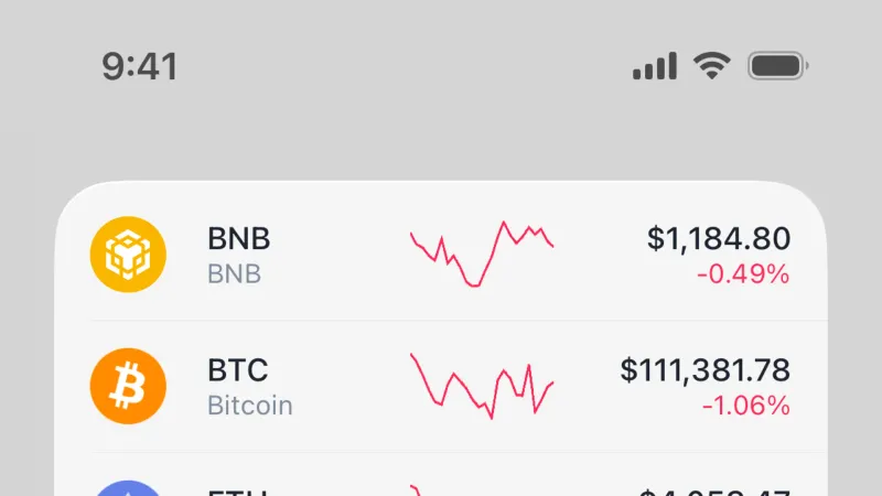 Widgets — Binance, Fintech UI
