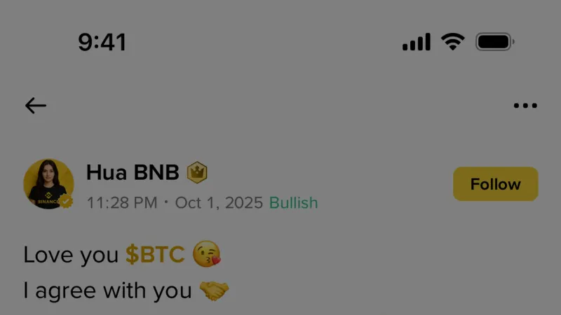 Follow & Subscribe — Binance, Fintech UI