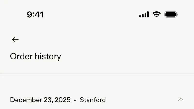 Order History — Blue Bottle Coffee, Food & Drink UI