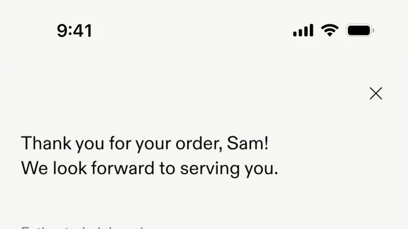 Order Confirmation — Blue Bottle Coffee, Food & Drink UI