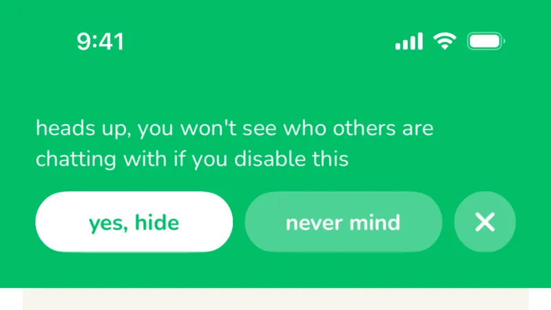 Confirmation — Clubhouse, Social UI
