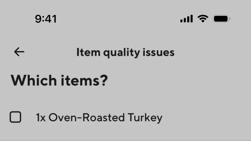 Flag & Report — DoorDash, Food & Drink UI