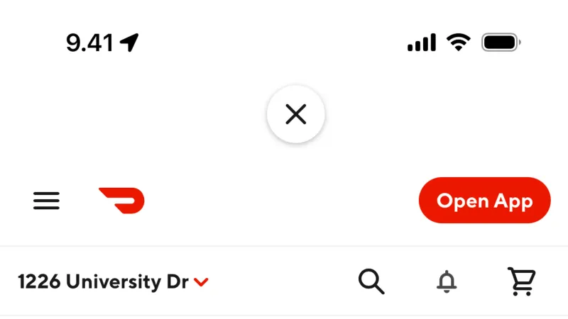 Browser — DoorDash, Food & Drink UI