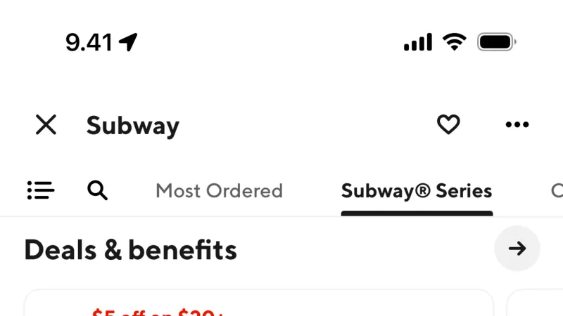 Tab — DoorDash, Food & Drink UI