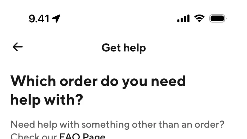 Help & Support — DoorDash, Food & Drink UI