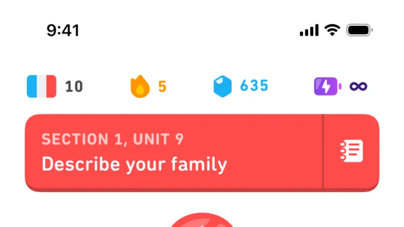 Floating Action Button — Duolingo, Education UI