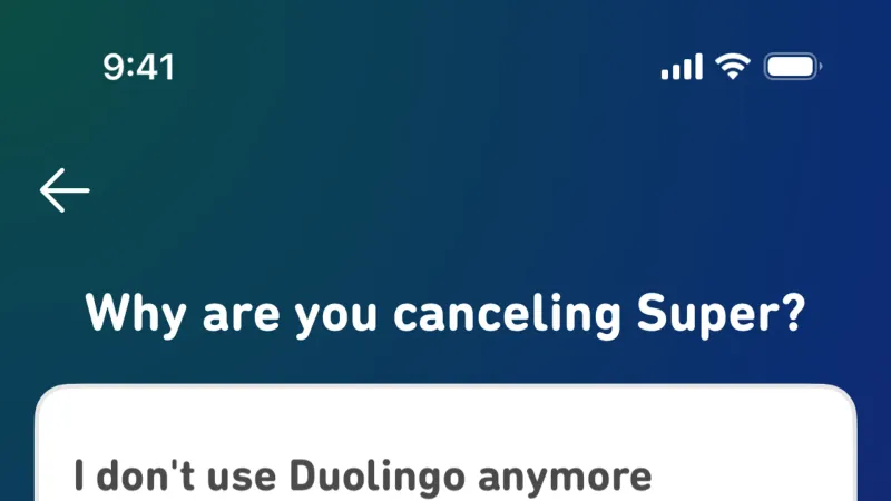 Cancel — Duolingo, Education UI