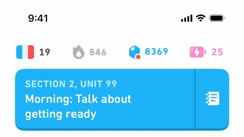 Floating Action Button — Duolingo, Education UI