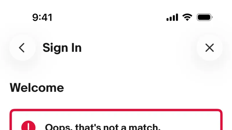 Error — eBay, E-commerce UI