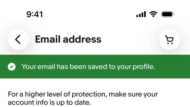 Acknowledgement & Success — eBay, E-commerce UI
