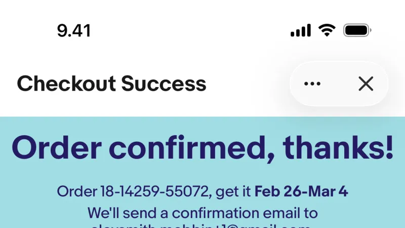 Order Confirmation — eBay, E-commerce UI