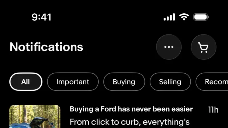 Dark Mode — eBay, E-commerce UI