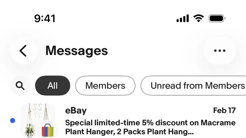 Emails & Messages — eBay, E-commerce UI