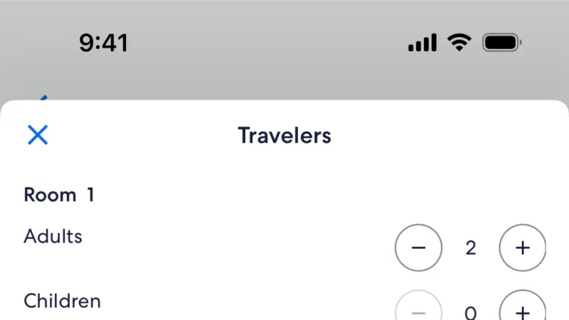 Stepper — Expedia, Travel UI