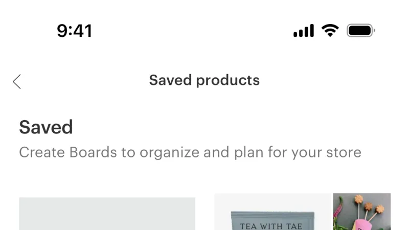 Bookmarks & Collections — Faire Wholesale, E-commerce UI