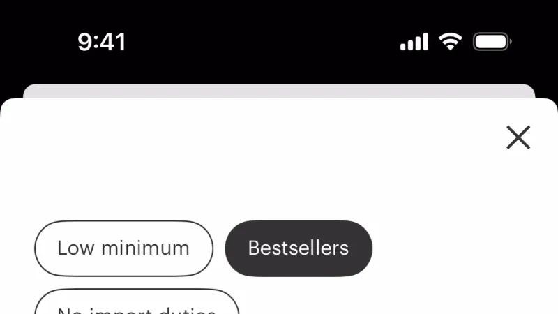 Radio Button — Faire Wholesale, E-commerce UI