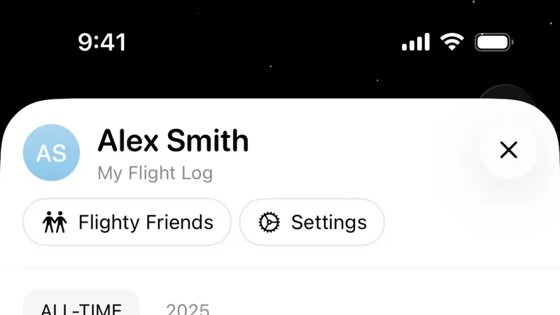 My Account & Profile — Flighty, Travel UI