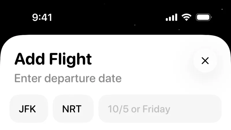 Date Picker — Flighty, Travel UI