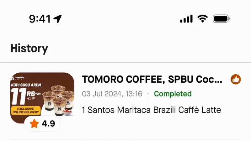Order History — Gojek, SaaS UI