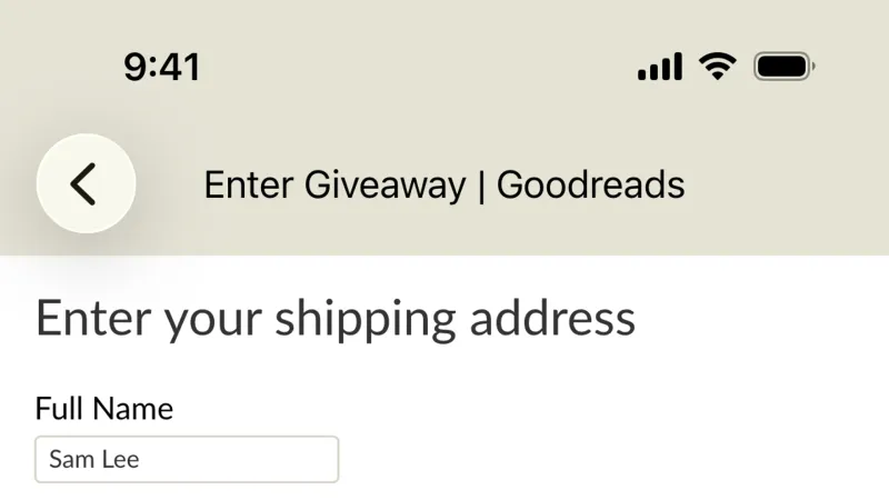 Text Field — Goodreads, Social UI