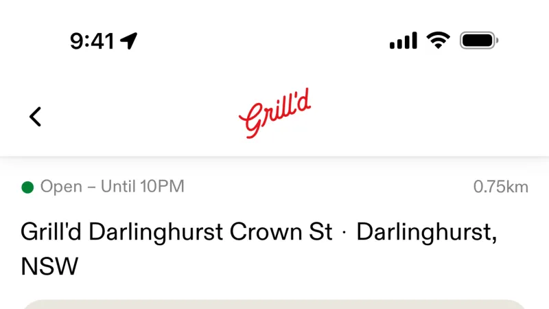Location & Address — Grill'd, Food & Drink UI
