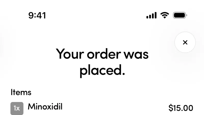 Order Confirmation — Hims, Health UI