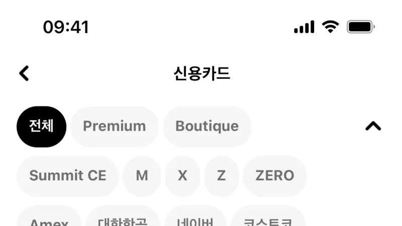 Filter & Sort — Hyundai Card, Fintech UI