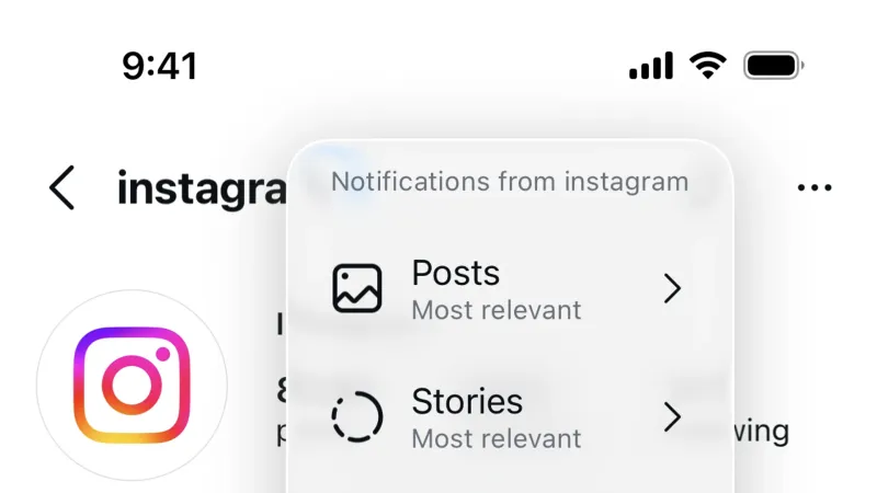 Dropdown Menu — Instagram, Social UI