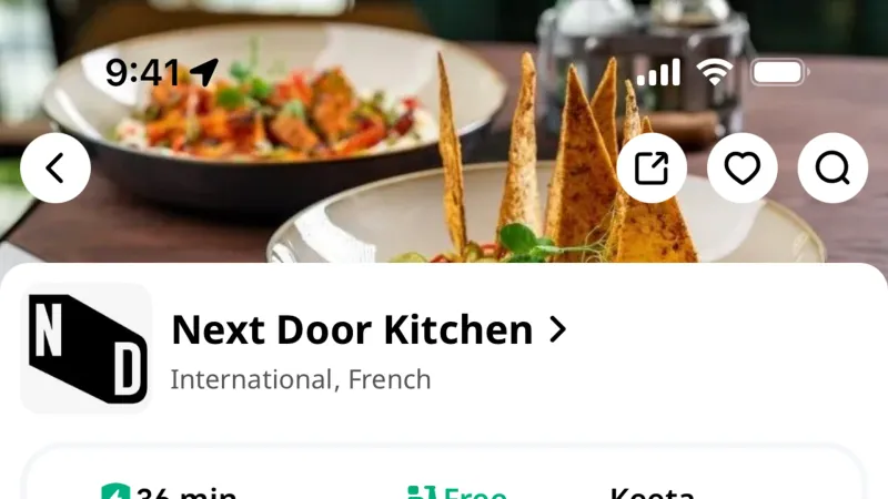 Top Navigation Bar — Keeta, Food & Drink UI