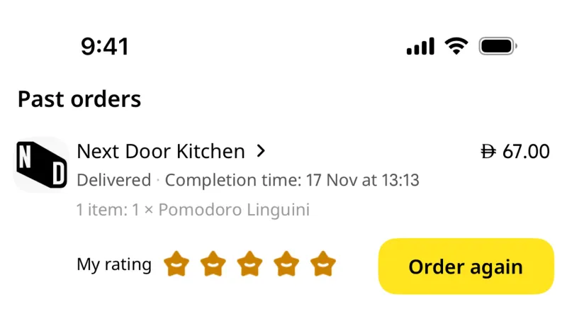 Order History — Keeta, Food & Drink UI