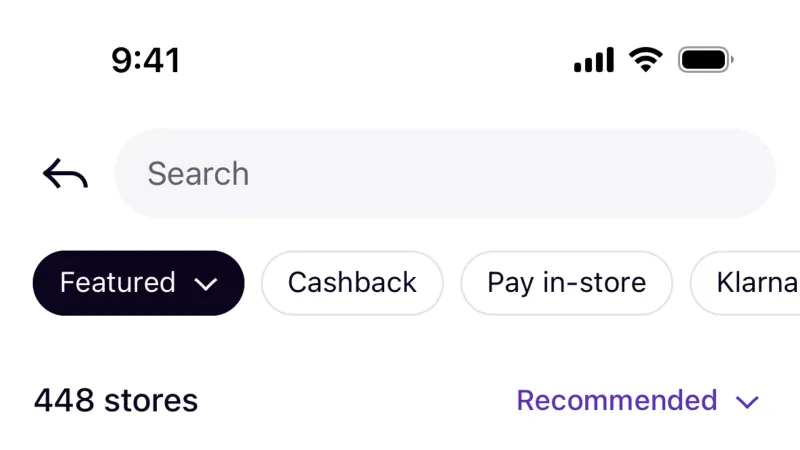 Suggestions & Similar Items — Klarna, Fintech UI