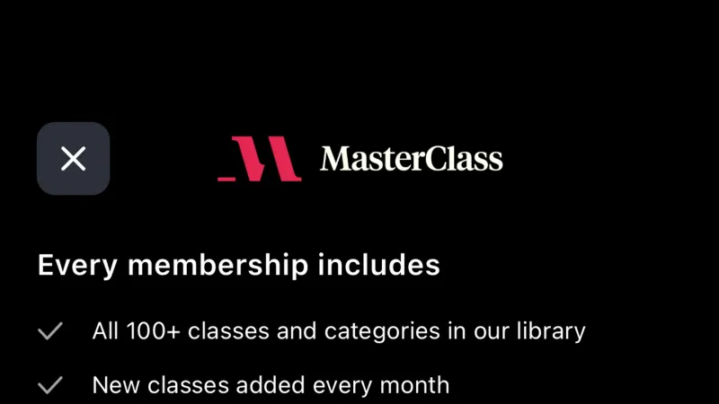 Full-Screen Overlay — MasterClass, Education UI