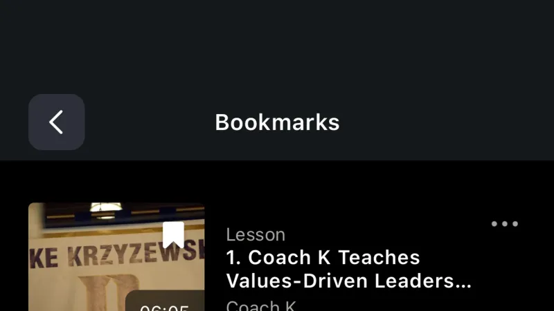 Bookmarks & Collections — MasterClass, Education UI