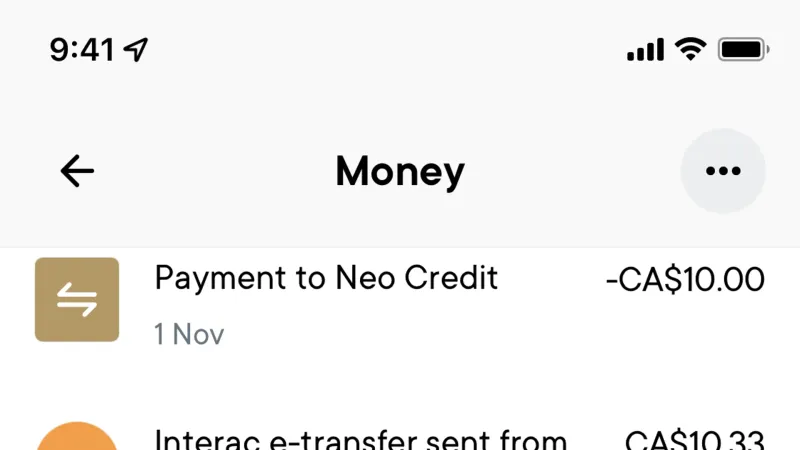 Timeline & History — Neo Financial, Fintech UI