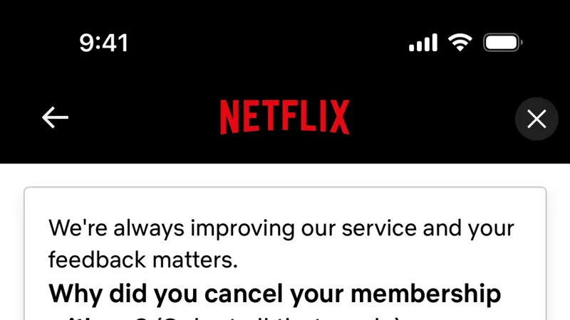 Cancel — Netflix, Entertainment UI