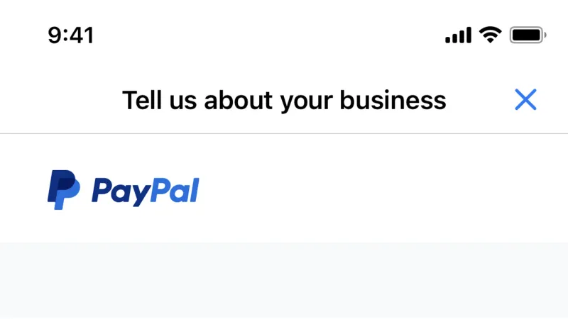 Account Setup — PayPal, Fintech UI