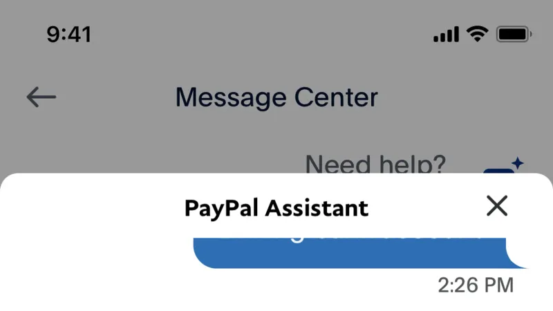 Chat Bot — PayPal, Fintech UI