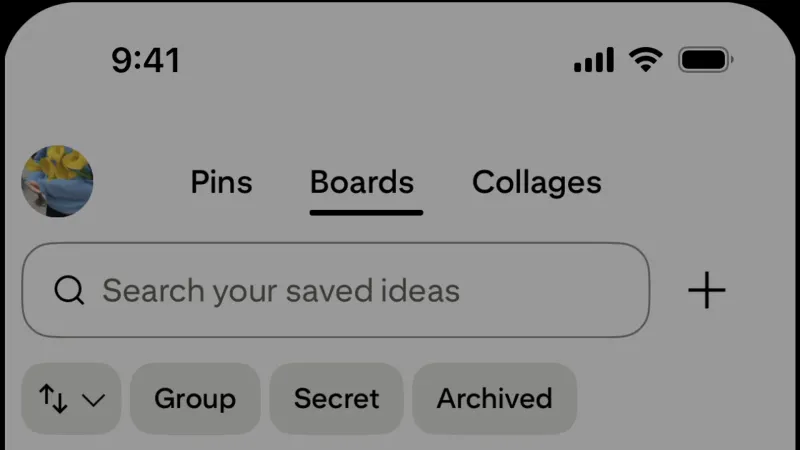 Filter & Sort — Pinterest, Social UI
