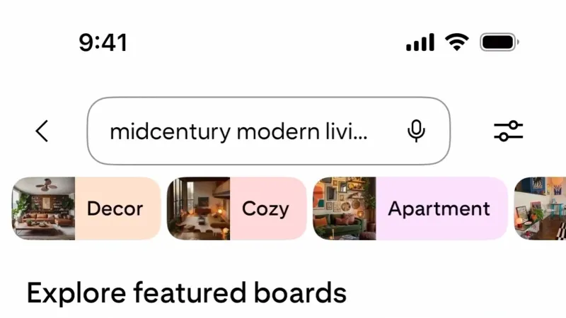 Search Bar — Pinterest, Social UI
