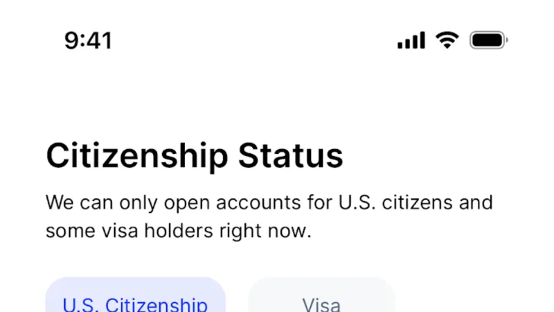 Account Setup — Public, Fintech UI