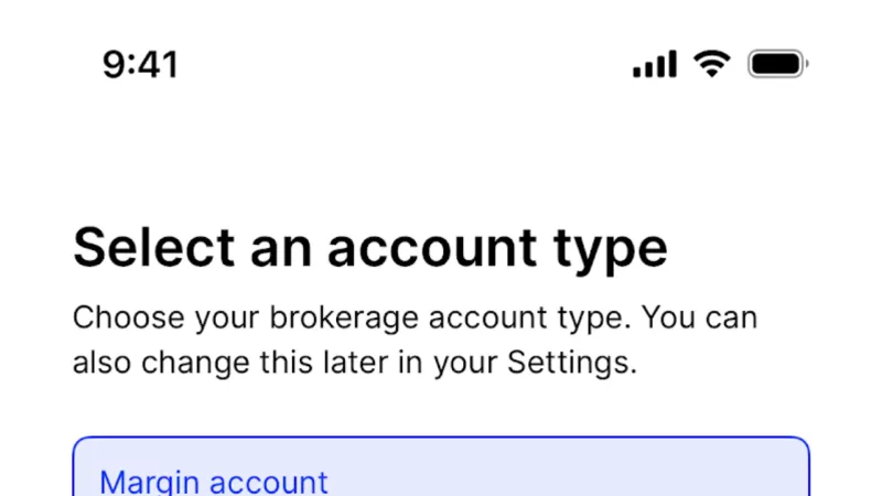 Account Setup — Public, Fintech UI