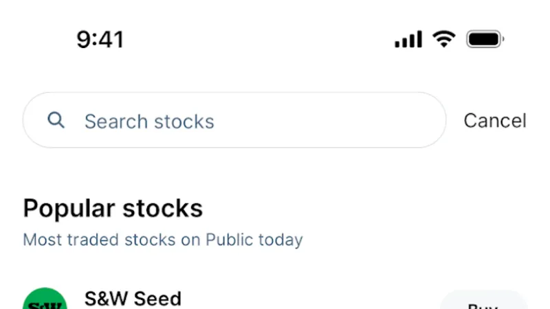 Suggestions & Similar Items — Public, Fintech UI