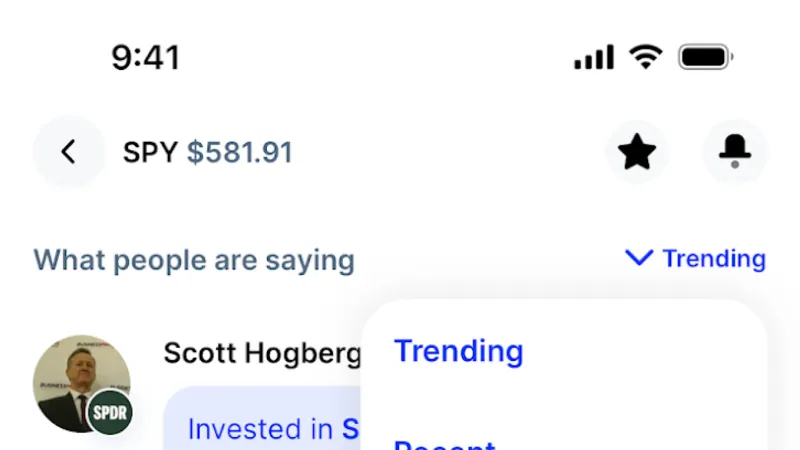 Dropdown Menu — Public, Fintech UI