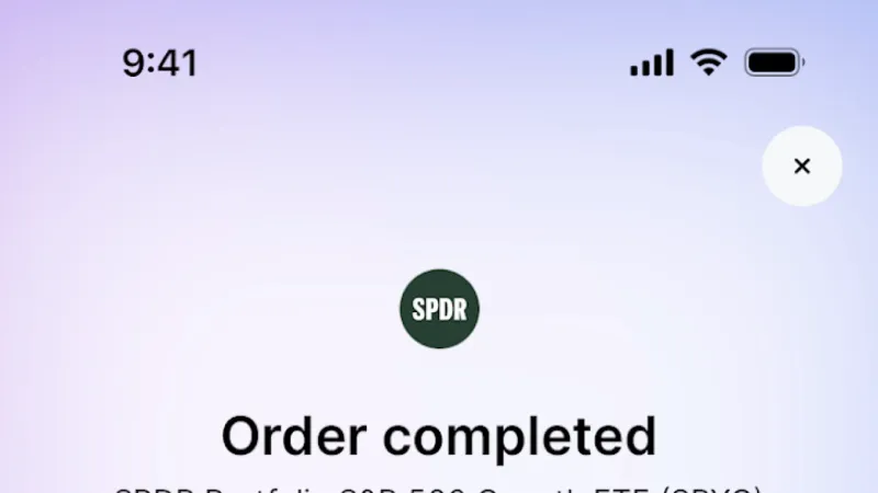 Order Confirmation — Public, Fintech UI