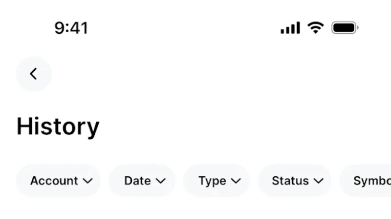 Order History — Public, Fintech UI