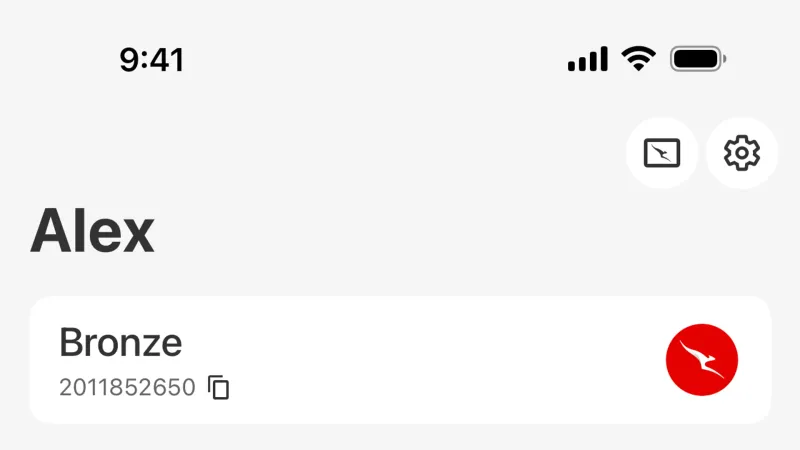 My Account & Profile — Qantas Airways, Travel UI