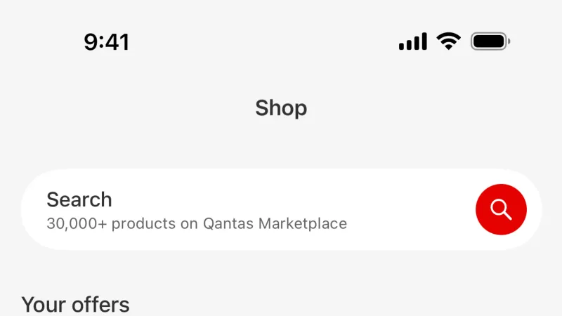 Shop & Storefront — Qantas Airways, Travel UI